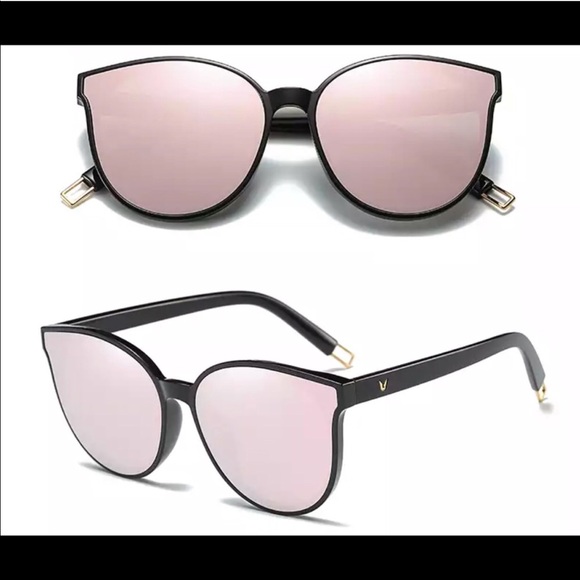 Cat eye Gold Rose Mirrored Sunglasses - Picture 2 of 3